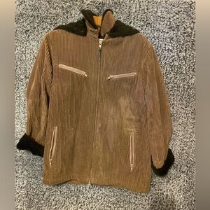 Vintage London Fog Corduroy Brown Zip Up Winter Coat Jacket